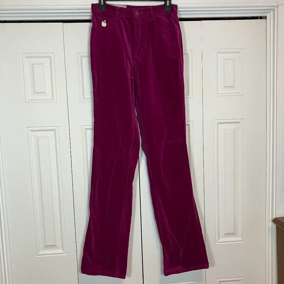 Gloria Vanderbilt Vintage Magenta Velvet Pants Size 12 - Picture 1 of 7